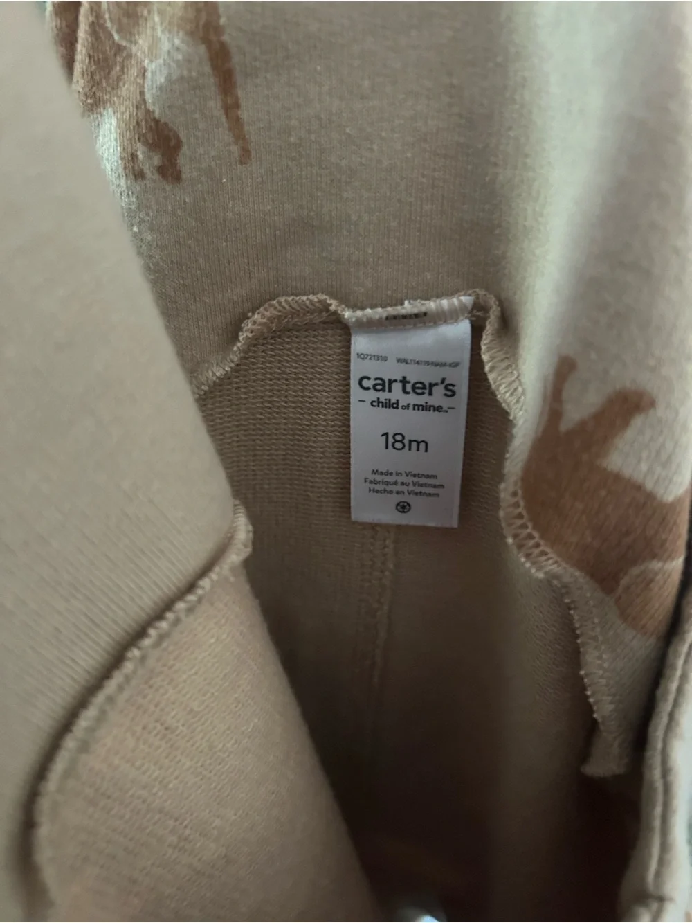 Carter's Tan Romper with Brown Animal Print